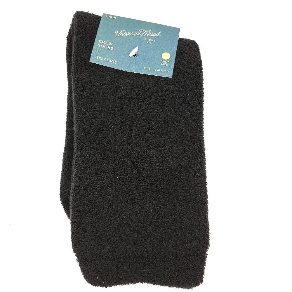 Universal Thread Black Terry Lined Crew Socks